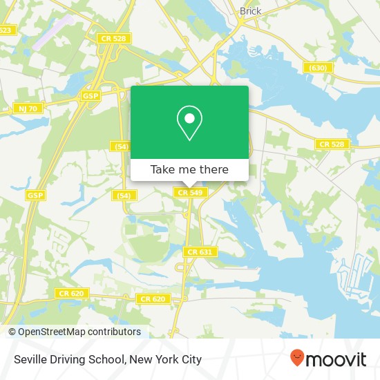 Mapa de Seville Driving School, 254 Brick Blvd