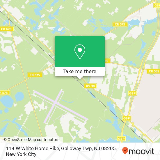 Mapa de 114 W White Horse Pike, Galloway Twp, NJ 08205