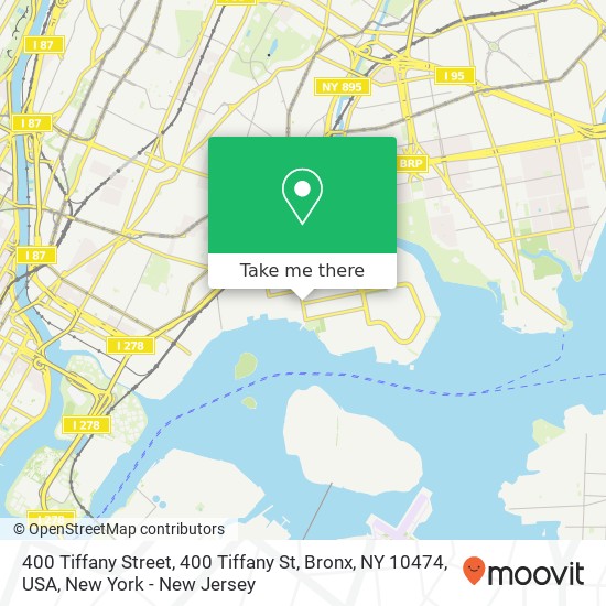 Mapa de 400 Tiffany Street, 400 Tiffany St, Bronx, NY 10474, USA