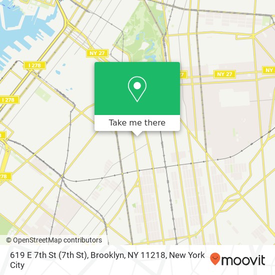 Mapa de 619 E 7th St (7th St), Brooklyn, NY 11218