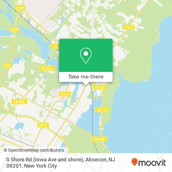 S Shore Rd (Iowa Ave and shore), Absecon, NJ 08201 map