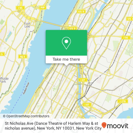 Mapa de St Nicholas Ave (Dance Theatre of Harlem Way & st nicholas avenue), New York, NY 10031