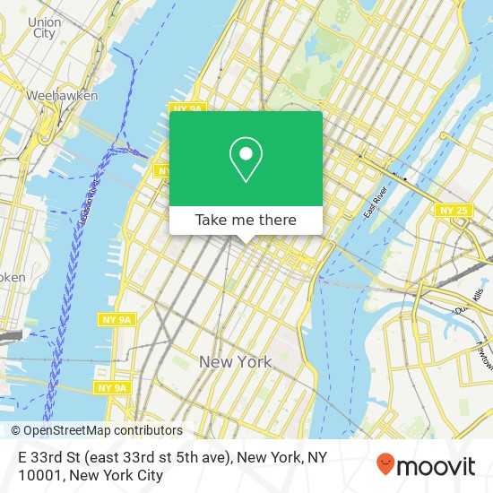 Mapa de E 33rd St (east 33rd st 5th ave), New York, NY 10001