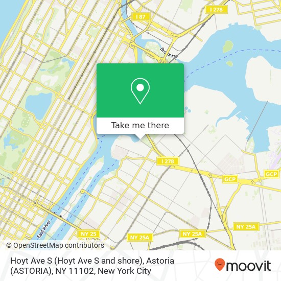 Mapa de Hoyt Ave S (Hoyt Ave S and shore), Astoria (ASTORIA), NY 11102
