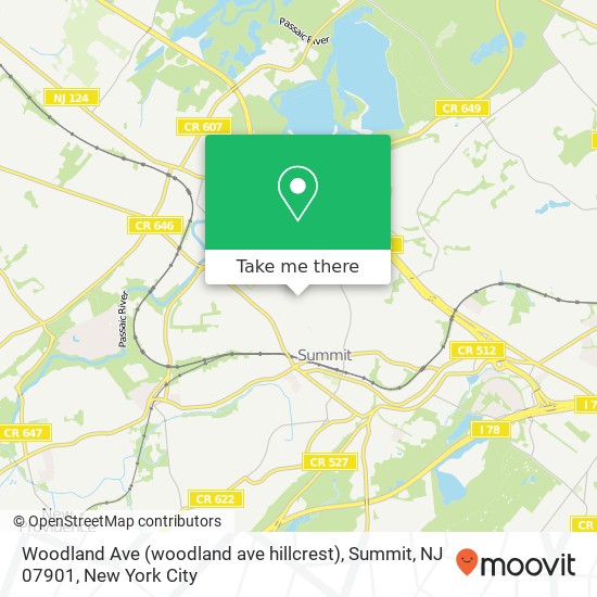 Mapa de Woodland Ave (woodland ave hillcrest), Summit, NJ 07901