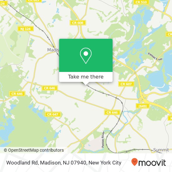 Mapa de Woodland Rd, Madison, NJ 07940