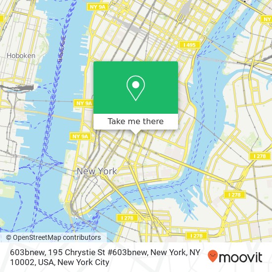 603bnew, 195 Chrystie St #603bnew, New York, NY 10002, USA map