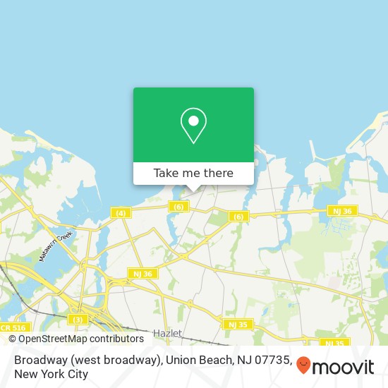 Broadway (west broadway), Union Beach, NJ 07735 map