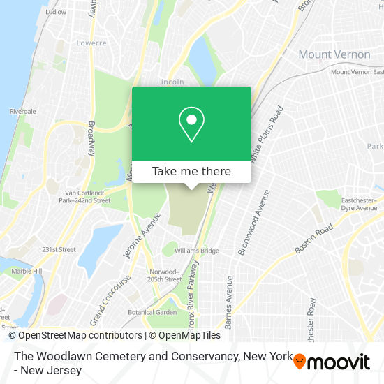 Mapa de The Woodlawn Cemetery and Conservancy