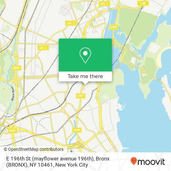 Mapa de E 196th St (mayflower avenue 196th), Bronx (BRONX), NY 10461