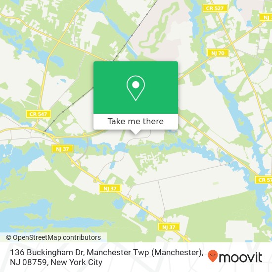 Mapa de 136 Buckingham Dr, Manchester Twp (Manchester), NJ 08759