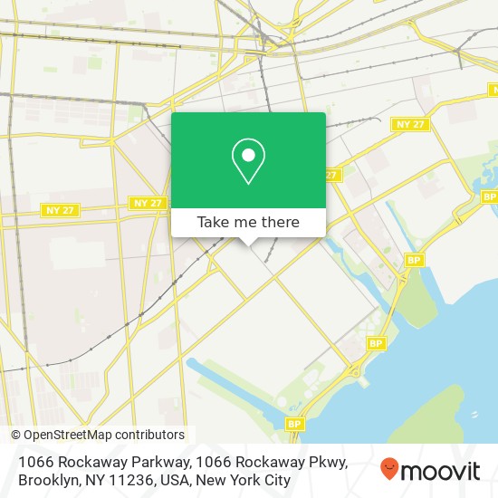 Mapa de 1066 Rockaway Parkway, 1066 Rockaway Pkwy, Brooklyn, NY 11236, USA
