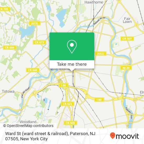 Mapa de Ward St (ward street & railroad), Paterson, NJ 07505