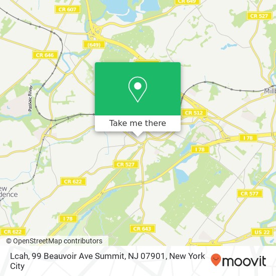 Mapa de Lcah, 99 Beauvoir Ave Summit, NJ 07901
