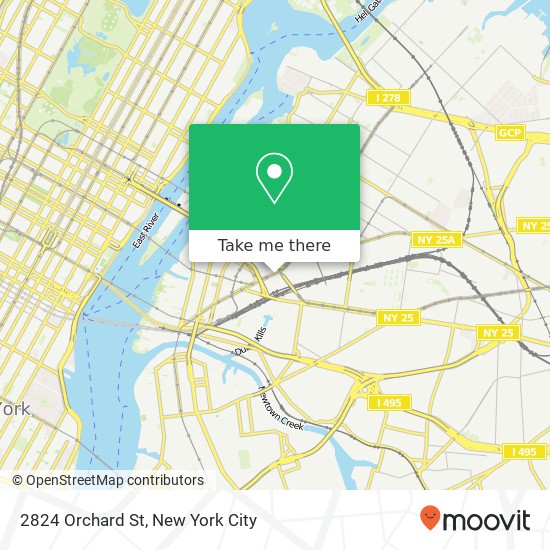Mapa de 2824 Orchard St, Long Island City, NY 11101