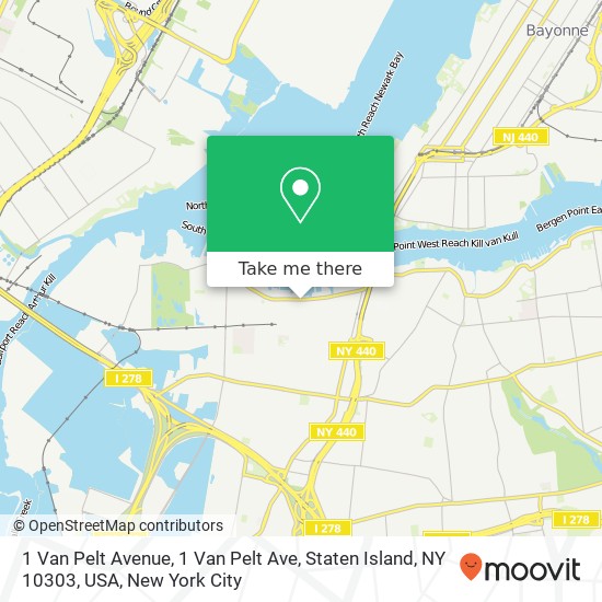 Mapa de 1 Van Pelt Avenue, 1 Van Pelt Ave, Staten Island, NY 10303, USA