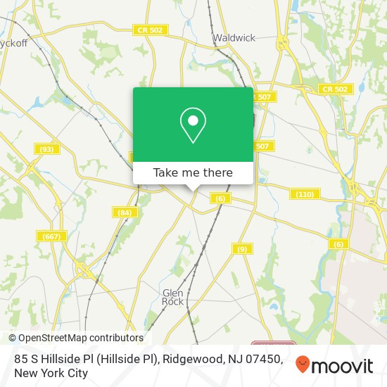 85 S Hillside Pl (Hillside Pl), Ridgewood, NJ 07450 map