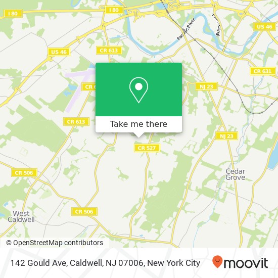 Mapa de 142 Gould Ave, Caldwell, NJ 07006