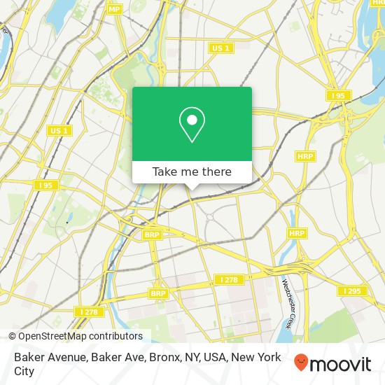 Mapa de Baker Avenue, Baker Ave, Bronx, NY, USA