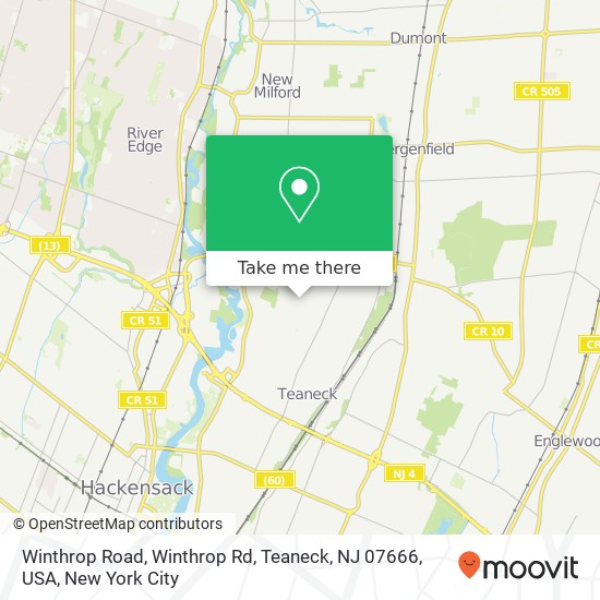 Mapa de Winthrop Road, Winthrop Rd, Teaneck, NJ 07666, USA