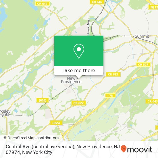 Central Ave (central ave verona), New Providence, NJ 07974 map