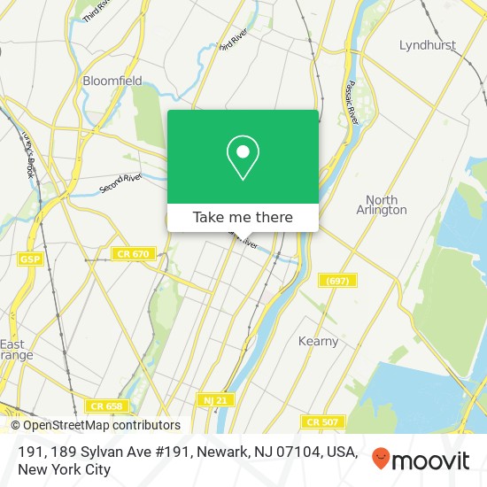 Mapa de 191, 189 Sylvan Ave #191, Newark, NJ 07104, USA