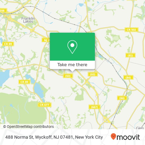 Mapa de 488 Norma St, Wyckoff, NJ 07481