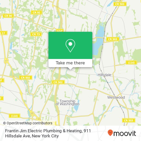 Mapa de Frantin Jim Electric Plumbing & Heating, 911 Hillsdale Ave