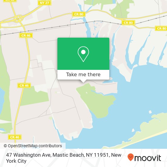 Mapa de 47 Washington Ave, Mastic Beach, NY 11951