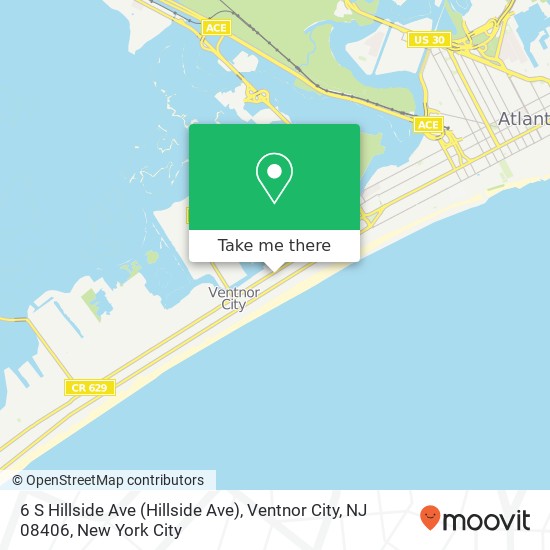 Mapa de 6 S Hillside Ave (Hillside Ave), Ventnor City, NJ 08406