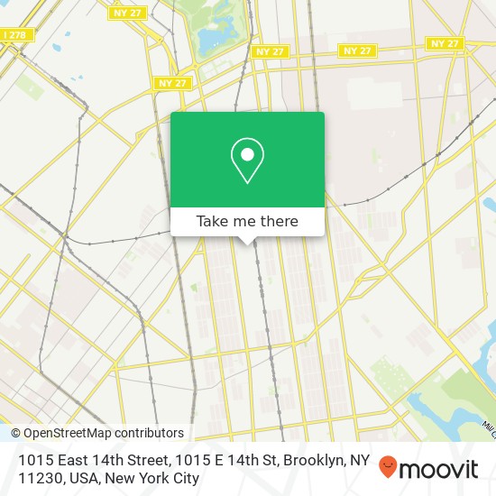 Mapa de 1015 East 14th Street, 1015 E 14th St, Brooklyn, NY 11230, USA