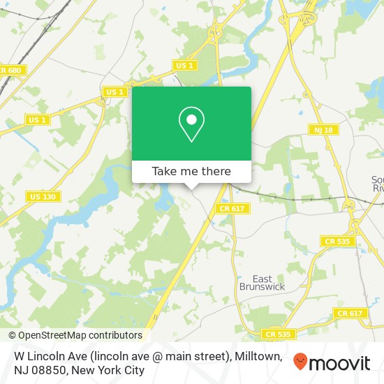 Mapa de W Lincoln Ave (lincoln ave @ main street), Milltown, NJ 08850