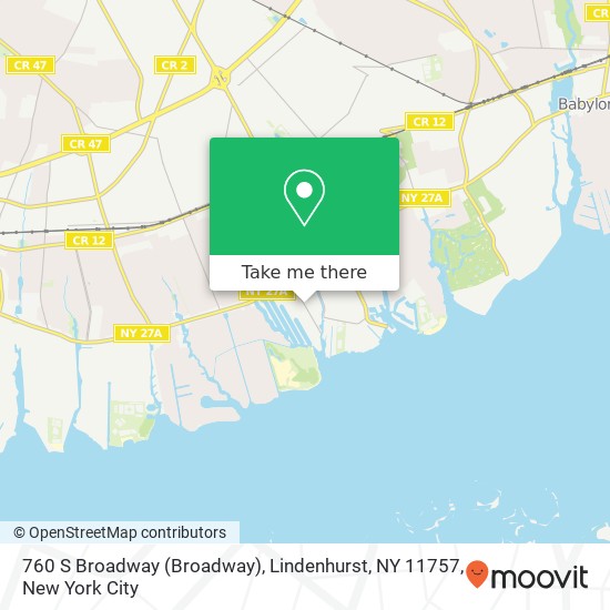 Mapa de 760 S Broadway (Broadway), Lindenhurst, NY 11757