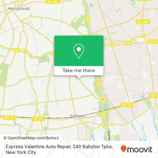 Mapa de Express Valentine Auto Repair, 240 Babylon Tpke