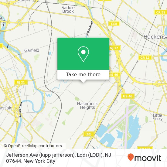 Jefferson Ave (kipp jefferson), Lodi (LODI), NJ 07644 map