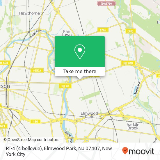 Mapa de RT-4 (4 bellevue), Elmwood Park, NJ 07407
