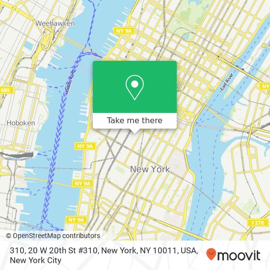 Mapa de 310, 20 W 20th St #310, New York, NY 10011, USA