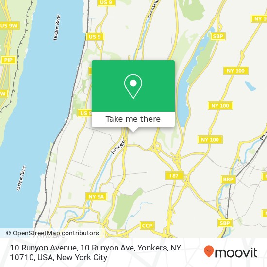 Mapa de 10 Runyon Avenue, 10 Runyon Ave, Yonkers, NY 10710, USA