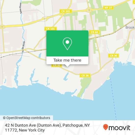 Mapa de 42 N Dunton Ave (Dunton Ave), Patchogue, NY 11772