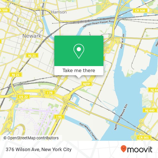 Mapa de 376 Wilson Ave, Newark, NJ 07105