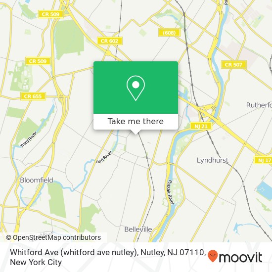 Whitford Ave (whitford ave nutley), Nutley, NJ 07110 map
