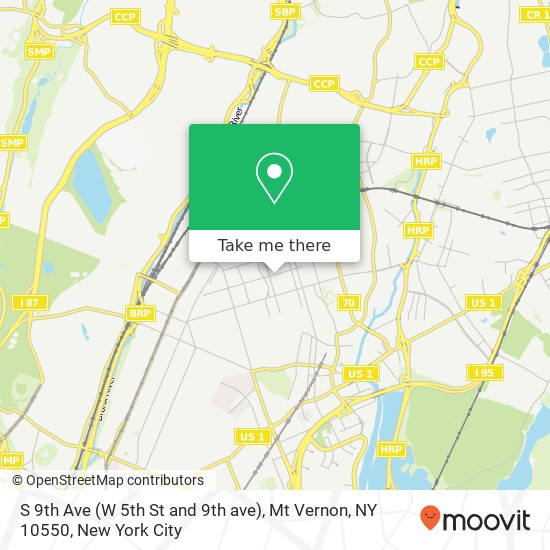 Mapa de S 9th Ave (W 5th St and 9th ave), Mt Vernon, NY 10550