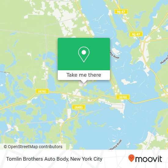 Mapa de Tomlin Brothers Auto Body, 996 Steep Run Rd