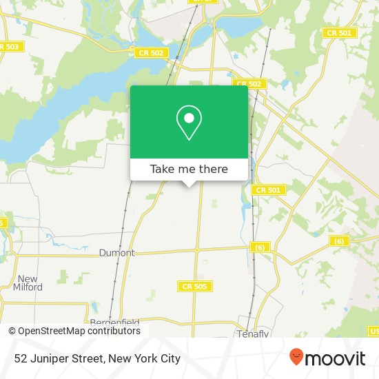 Mapa de 52 Juniper Street, 52 Juniper St, Dumont, NJ 07628, USA