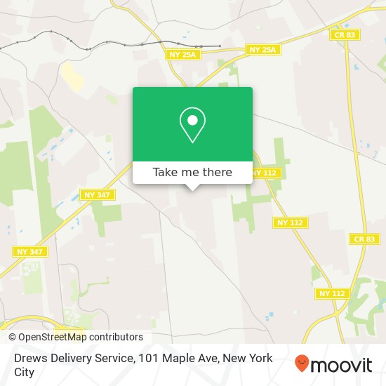 Mapa de Drews Delivery Service, 101 Maple Ave