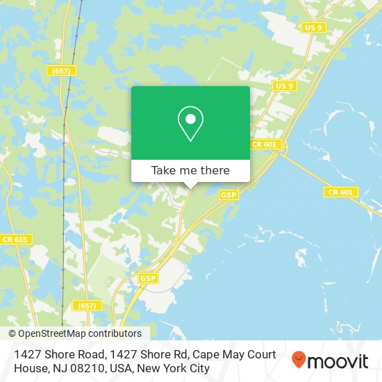 Mapa de 1427 Shore Road, 1427 Shore Rd, Cape May Court House, NJ 08210, USA