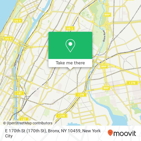 Mapa de E 170th St (170th St), Bronx, NY 10459