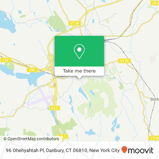 Mapa de 96 Ohehyahtah Pl, Danbury, CT 06810