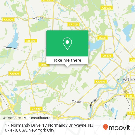 Mapa de 17 Normandy Drive, 17 Normandy Dr, Wayne, NJ 07470, USA