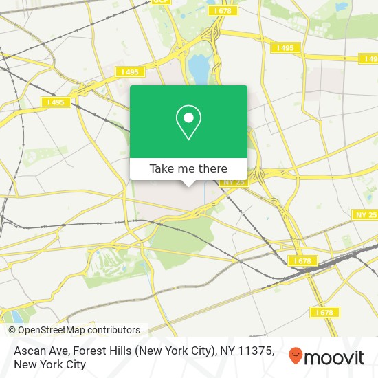 Mapa de Ascan Ave, Forest Hills (New York City), NY 11375